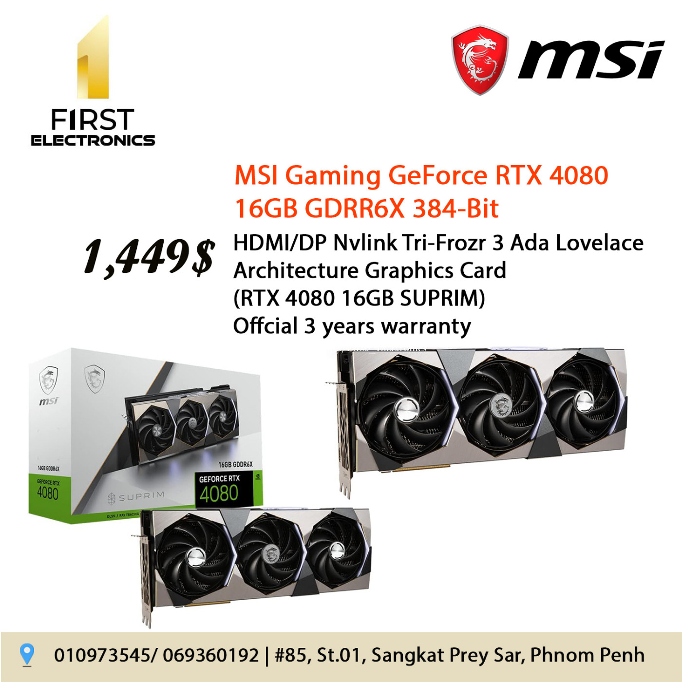  MSI Gaming GeForce RTX 4080 16GB GDRR6X 384-Bit HDMI/DP Nvlink  Tri-Frozr 3 Ada Lovelace Architecture Graphics Card (RTX 4080 16GB SUPRIM  X) : Electronics
