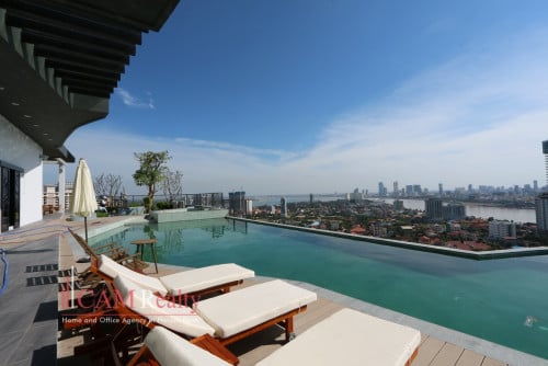 프놈펜에 렌트 아파트 Chroy Changvar | 2 bedrooms condo for rent | Swimming pool, gym, kids' playground