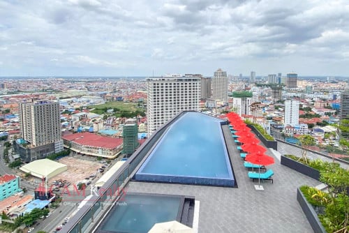 Tuol Kork | 1 bedroom condo for rent | Swimming pool, gym and sky-bar