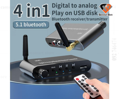 Wireless Audio Adapter Digital to Analog Converter Bluetooth 5.1 Receiver Transmitter 