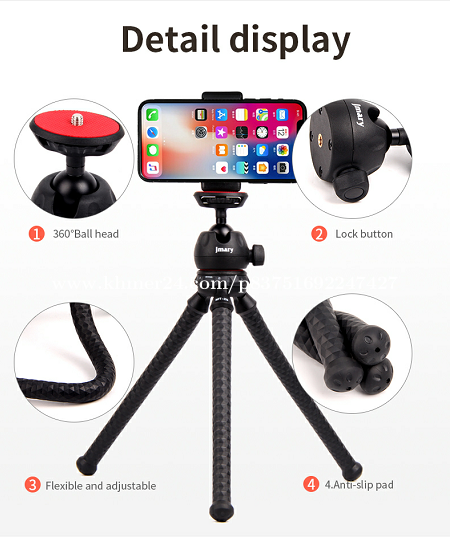 JMARY Phone Tripod, 360 degree Rotation Phone Holder Portable Live Photo  Tripod for Vlogging/Live Streaming