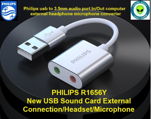 Original Philips usb to 3.5mm audio port In/Out computer external headphone microphone converter