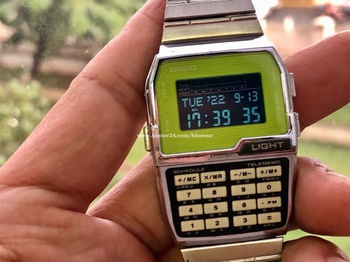 Vintage 1990’s Casio 1477 DBC-1500 Green Calculator 7,25”