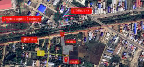ដីសម្រាប់លក់ បន្ទាន់ ពីរទីតាំង មុខក្រោយគ្នា! តម្លៃក្រោមទីផ្សារ! ក្រុងច្បារមន ខេត្តកំពង់ស្ពឺ