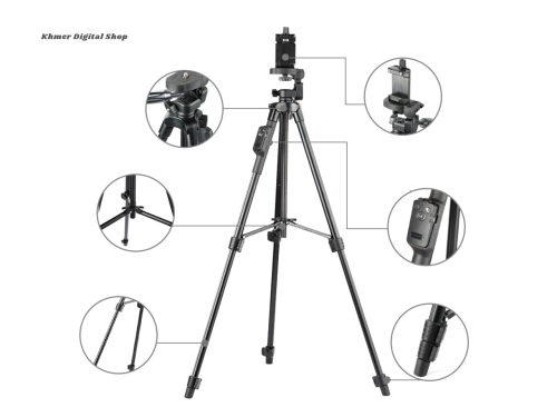 YUNTENG VCT-5208 Aluminum Alloy Tripod with Wireless Remote Control