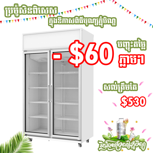 (Sanden) ទូរទ្វារពីរ មួយទឹក នៅស្អាត , Sanden 2 doors fridge for sale