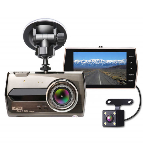  1080P 170°Wide Angle,4 Dual Lens HD Car DVR Rearview Video  Dash Cam Recorder Camera LCD Screen G-Sensor, WDR, Parking Monitor, Loop  Recording, Motion Detection : Electronics