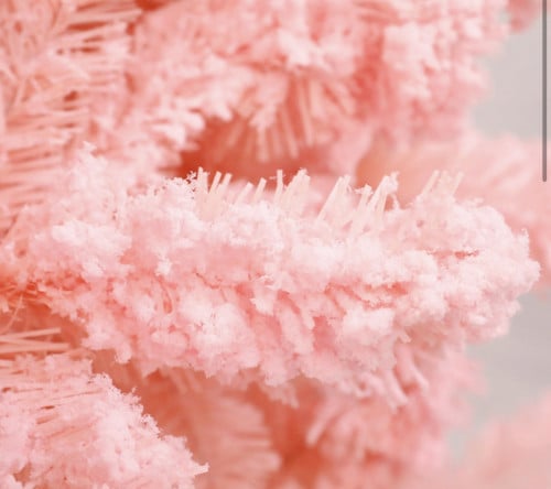 Pink pre lit flocked artificial Christmas tree   Size: 1.2M