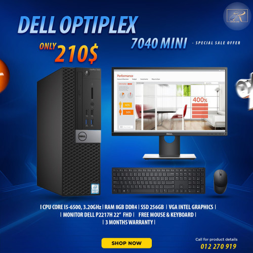 Dell Optiplex 7040 Mini PC, Intel Core i5-6500T Upto 3.1GHz, 16GB RAM,  512GB SSD, HDMI, DisplayPort, Wi-Fi, Bluetooth, Windows 10 Pro