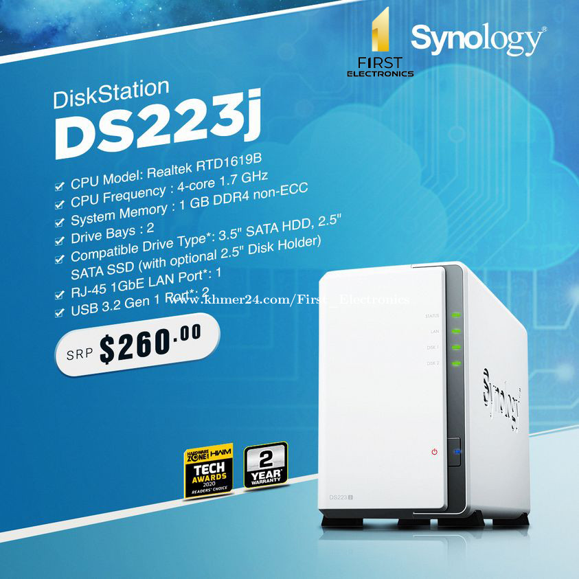 Synology DiskStation DS223j 2-bay DiskStation price $260.00 in