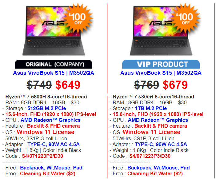 Asus VivoBook S15  M3502QA price $649 in Mittakpheap, Prampir