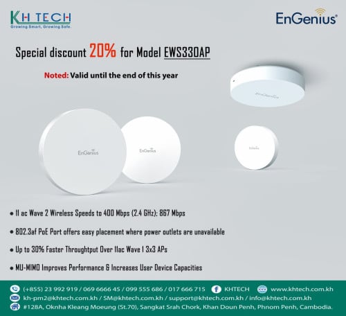 EnGenius WiFi EWS330AP IEEE 802.11 a/b/g/n/ac 1.27 Gbit/s Wireless Access Point