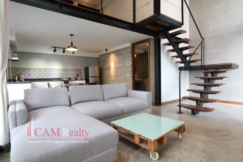 Loft style 1 bedroom renovated apartment for rent in BKK1