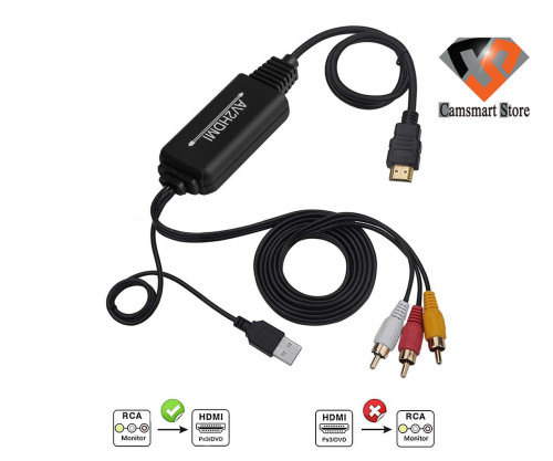 RCA to HDMI Converter, AV to HDMI Converter Cable Cord, 3RCA CVBS Composite Audio Video 