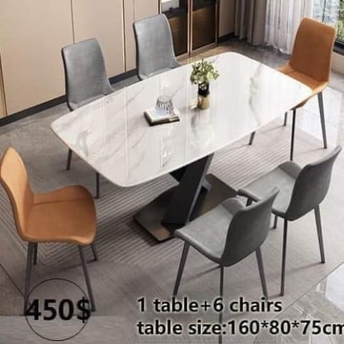 ✅1 table(140cm)+ 6 leather chairs per set