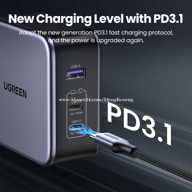 UGREEN Nexode 140W GaN 3-Port USB-C PD Wall Charger - 90548
