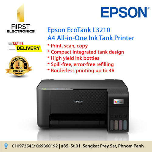 Epson Ecotank L3210 A4 All In One Ink Tank Printer Price 15000 In Phnom Penh Cambodia First 8299