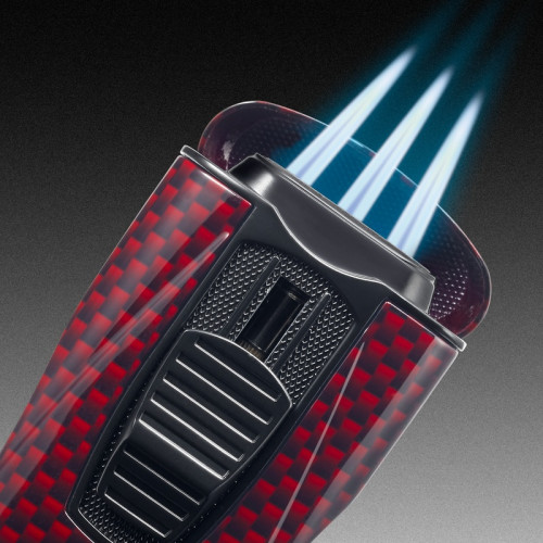 LIGHTER TRIPLE FLAMES COLIBRI MONACO red carbon