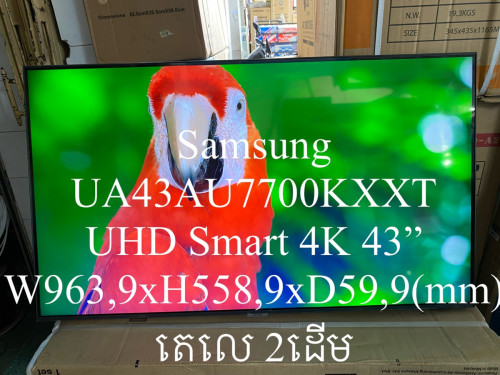 SAMSUNG  43AU7700KXXT( new Smart LED TV 43&quot; 4K , ទូរទស្សន៍ស្តើងថ្មីទំហំ43&quot;