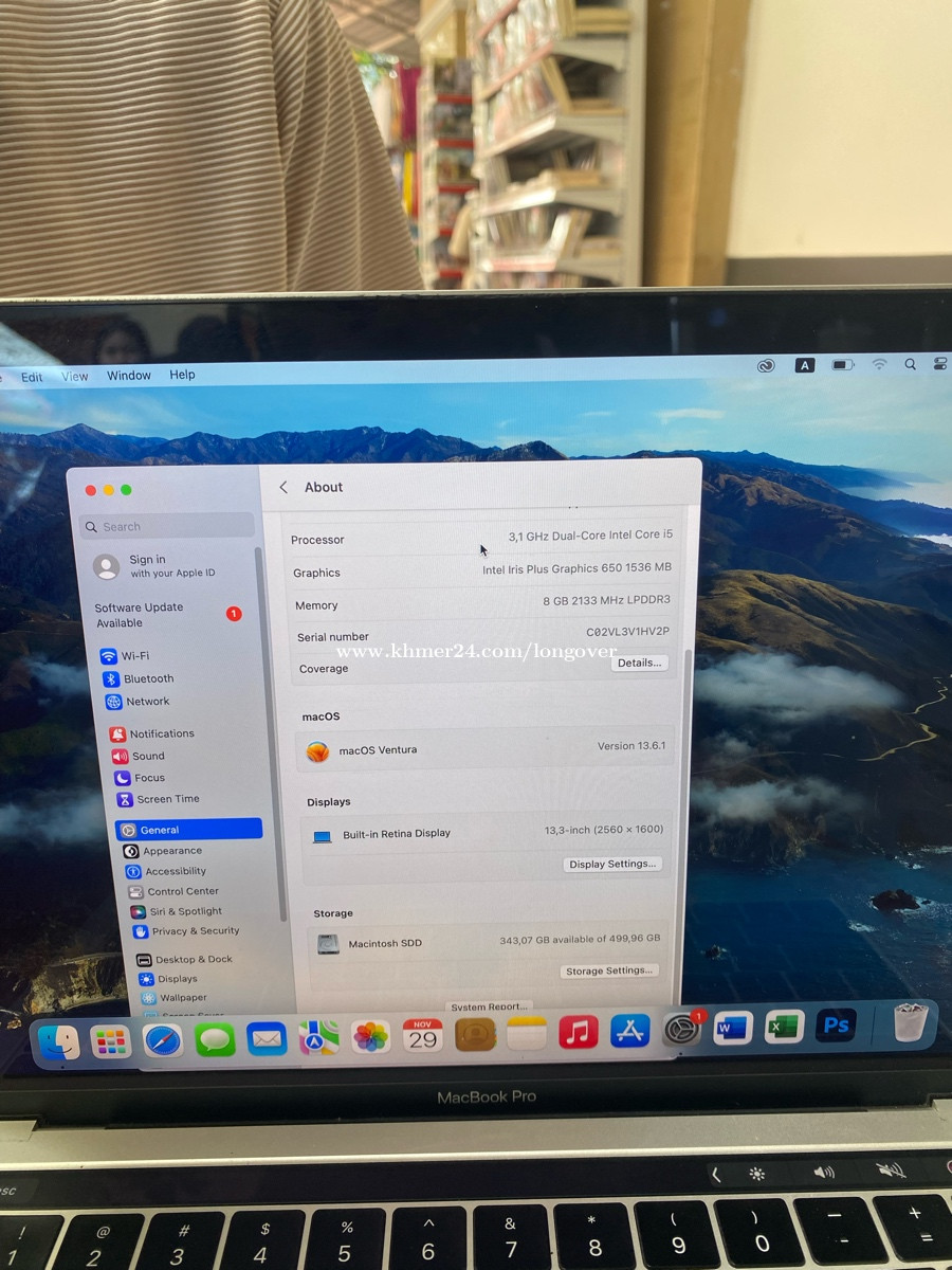 Macbookpro2017 13.3inh corei5 Ram8gb SSD512gb Price $580.00 in Chrouy  Changva, Cambodia - Shen xiaolong | Khmer24.com