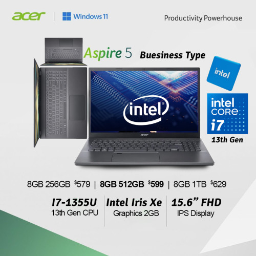 Acer Aspire 5 - 15.6 Laptop Intel Core i7-1355U 1.20GHz 32GB RAM