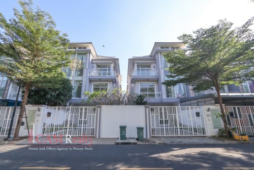 Borey Orkidé 2004 | 3 bedrooms twin villa for rent | Communal pool, gym, and playground