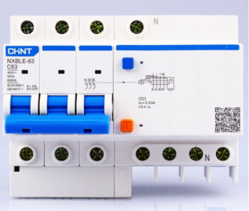 ឌីសុងទ័រឆក់លោត RCBO NXBLE-63 6-63A 3P+N 300mA