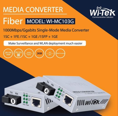 WI-TEK - Media Converter 10/100M តម្លៃ/Price 1Pair /
