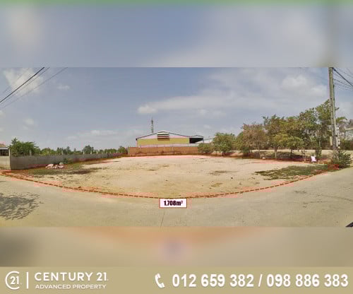 🏘 ដី (1,708ម៉ែត្រការ៉េ) សម្រាប់ជួល នៅជិតបុរី ពិភពថ្មីកួរស្រូវ3 (ព្រៃស) ខណ្ឌដង្កោ