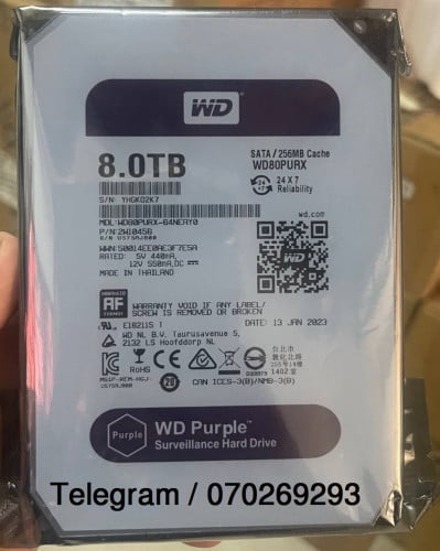 Hard Disk WD Purple Surveillance HDD 8TB 24h/7