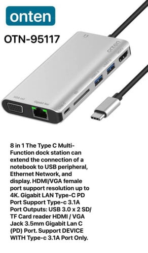 ONTEN Converter USB/TYPE-C/HDMI/VGA