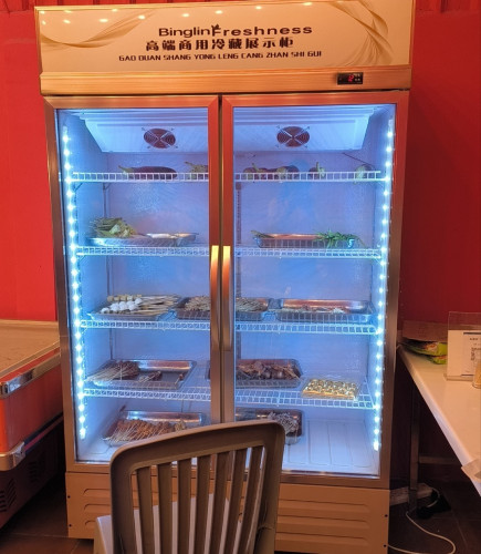 Fresh cabinet ទូរដាក់អាហារស្រស់ 玫瑰金两门展示柜保鲜柜JD