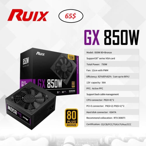 Power Supply Brand RUIX 750W