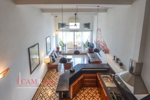 Daun Penh | Colonial style 1 bedroom duplex apartment for rent | River view