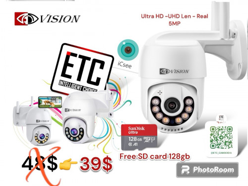 security camera CCTV -  ICSEE - 5MP - PTZ360 - Two ways audios - IP66 - free sd card 128gb