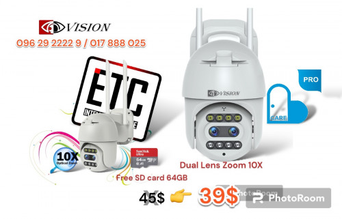 security camera cctv wifi - carecam pro 2Mp  - ptz360 IP66- free sd card 64gb