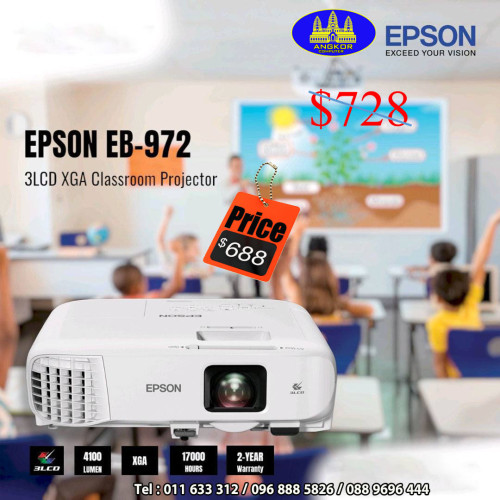 LCD Projector EPSON EB972 Price 688.00 in Ou Ruessei Buon, Cambodia Angkor Computer Sok tim