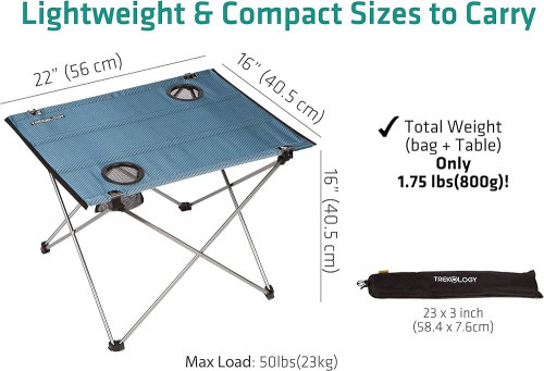Trekology Foldable Camping Picnic Tables - Portable Compact Lightweight Folding Roll-up