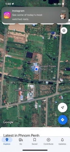 ដីលក់បន្ទាន់​ ភូមិកោះក្របី១​ សង្កាត់ព្រែកថ្មី​ ខណ្ឌច្បារអំពៅ​ ទំហំ​5781ម៉ែត្រការ៉េ​ ប្រភេទដីលំនៅឋាន