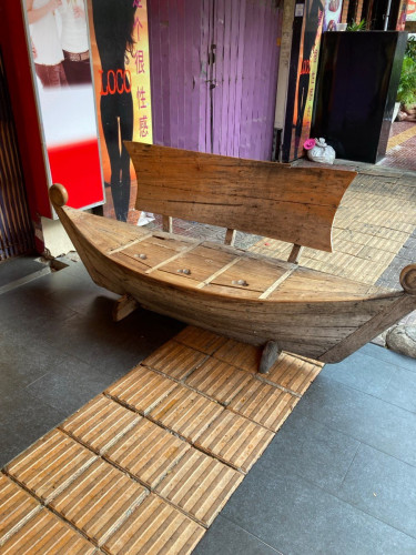 Bench seat made from old small boat