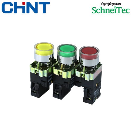 CHINT ប៊ូតុងចុច​ Pushbutton NP2-BW 220V 1NC/1NO LED
