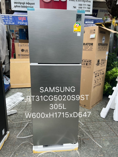 SAMSUNG RT31CG5020S9ST(ទូរទឹកកកថ្មីចំណុះ305L/ new refrigerator 2doors H1715m)