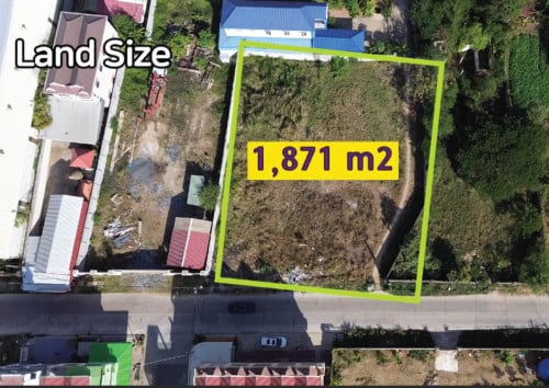 ដីលក់ខ្នាតវីឡា Land for Sale Sen Sok Phnom Penh (Size 37m x 50m = 1871 m2 )
