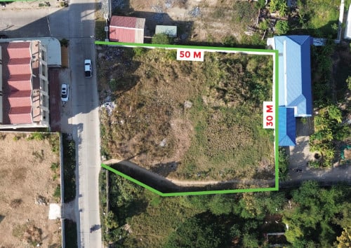 ដីលក់ខ្នាតវីឡា Land for Sale Sen Sok Phnom Penh (Size 37m x 50m = 1871 m2 )
