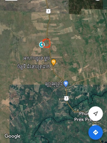 ដីលក់លេីផ្លូវជាតិលេខ៧​ ១ម៉ែតដេីរ500$