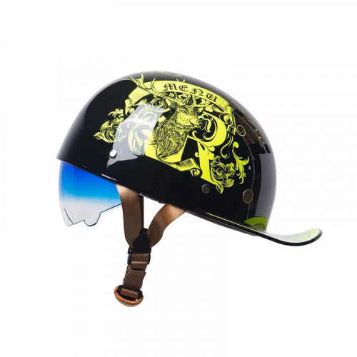 មួកសុវត្ថិភាពម៉ូតូ Baseball cap shaped motorcycle helmet with goggles（deer）