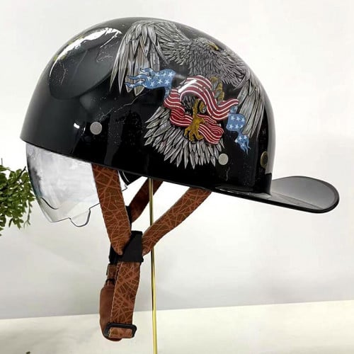 មួកសុវត្ថិភាពម៉ូតូ Baseball cap shaped motorcycle helmet with goggles（eagle）