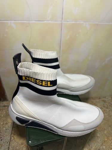 Diesel Logo Sock Boot in White Size 37 086777882/078997788