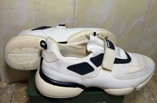 Prada Mens White Textile Sneakers Size 42