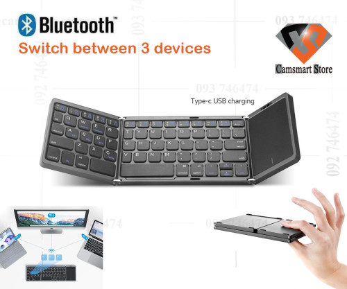 mini tri-fold keyboard with trackpad wireless bluetooth keyboard light andportable suitable 